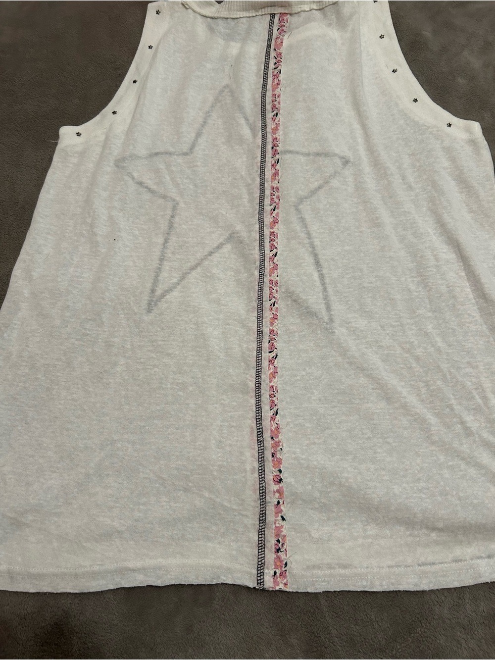 POL Women’s  White Sleeveless Tank with Pink-Trim Star - Picture 5 of 5